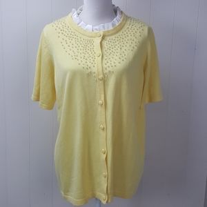 Quacker Factory Pearl Ruffle Sweater Cardigan